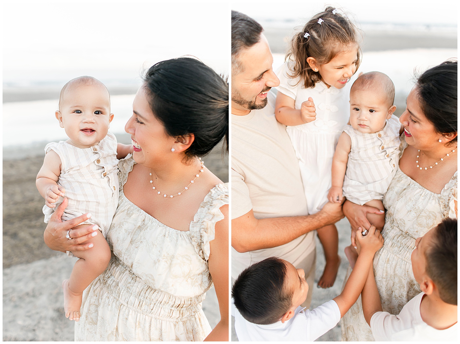 close up photos of mom and baby and family taken by beach family photographer ally kimpton while keeping kids happy photos nj